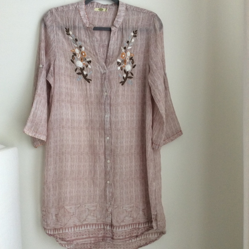 Dolma Tunic Top Dress Cotton Embroidered Size XL but more like a Size L